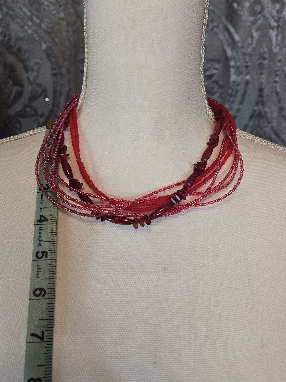 Multi-Strand Red Beaded Women's Necklace - Unbranded